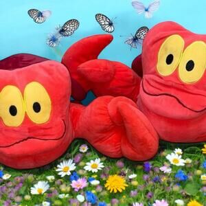 Disney Sebastian Crab 20" Plush Pillow Set x2 Little Mermaid Nursery Decor Gift